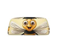 GDSHJKLW Honey Bee Federmäppchen aus Leder, großes Fassungsvermögen, Stifttasche, Reißverschluss, Make-up-Tasche für Damen und Herren, Reise-Kulturbeutel, wasserdicht, Kosmetiktasche, weit geöffnetes