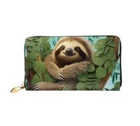 GDSHJKLW Hug Tree Faultier-Damen-Geldbörse, Leder, Reißverschluss, wasserdicht, Kreditkartenetui mit Handyhalter, Reise-Münzgeldbörse