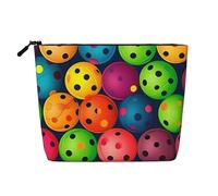 Gdshjklw Make-up-Tasche aus Leinen für Damen, wasserdicht, Reise-Kosmetik-Organizer, leichter Reißverschluss, Reise-Kulturbeutel, Organizer, Pickleball-Bälle, Farbmuster, Make-up-Pinsel