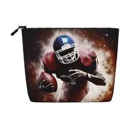 Gdshjklw Make-up-Tasche aus Leinen für Damen, wasserdicht, Reise-Kosmetik-Organizer, leichter Reißverschluss, Reise-Kulturbeutel, Organizer, American Football, Make-up-Pinsel, Aufbewahrungstasche