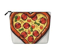 GDSHJKLW Make-up-Tasche aus Leinen für Damen, wasserdicht, Reise-Kosmetik-Organizer, leichter Reißverschluss, Reise-Kulturbeutel, Organizer, "I Love Pizza, Herz, Make-up-Pinsel-Aufbewahrungstasche