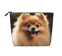 Gdshjklw Make-up-Tasche aus Leinen für Damen, wasserdicht, Reise-Kosmetik-Organizer, leichter Reißverschluss, Reise-Kulturbeutel, Organizer, Pomeranian Hund, Make-up-Pinsel, Aufbewahrungstasche