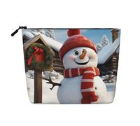 GDSHJKLW Make-up-Tasche aus Leinen für Damen, wasserdicht, Reise-Kosmetik-Organizer, leichter Reißverschluss, Reise-Kulturbeutel, Organizer, Schild, Schneemann, Make-up-Pinsel, Aufbewahrungstasche