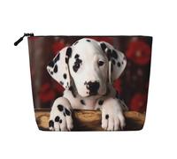 Gdshjklw Make-up-Tasche aus Leinen für Damen, wasserdicht, Reise-Kosmetik-Organizer, leichter Reißverschluss, Reise-Kulturbeutel, Organizer, Dalmatiner, Welpen, Make-up-Pinsel, Aufbewahrungstasche
