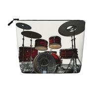 Gdshjklw Make-up-Tasche aus Leinen für Damen, wasserdicht, Reise-Kosmetik-Organizer, leichter Reißverschluss, Reise-Kulturbeutel, Organizer, cooles Schlagzeug-Set, Make-up-Pinsel, Aufbewahrungstasche