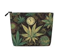 GDSHJKLW Make-up-Tasche aus Leinen für Damen, wasserdicht, Reise-Kosmetik-Organizer, leichter Reißverschluss, Reise-Kulturbeutel, Organizer, ein Zug in der Zeit, Marihuana, Make-up-Pinsel
