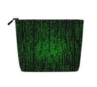 Gdshjklw Make-up-Tasche aus Leinen für Damen, wasserdicht, Reise-Kosmetik-Organizer, leichter Reißverschluss, Reise-Kulturbeutel, Organizer, grüne Zahlen, binäre Make-up-Pinsel, Aufbewahrungstasche