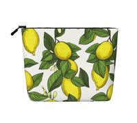 GDSHJKLW Make-up-Tasche aus Leinen für Damen, wasserdicht, Reise-Kosmetik-Organizer, leichter Reißverschluss, Reise-Kulturbeutel, Organizer, gelbe frische Zitronen, Make-up-Pinsel, Aufbewahrungstasche
