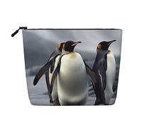 Gdshjklw Make-up-Tasche aus Leinen für Damen, wasserdicht, Reise-Kosmetik-Organizer, leichter Reißverschluss, Reise-Kulturbeutel, Organizer, lustige Pinguine, Make-up-Pinsel, Aufbewahrungstasche