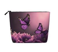 GDSHJKLW Make-up-Tasche aus Leinen für Damen, wasserdicht, Reise-Kosmetik-Organizer, leichter Reißverschluss, Reise-Kulturbeutel, Organizer, 3D-Blumen, Make-up-Pinsel, Aufbewahrungstasche