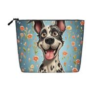 GDSHJKLW Make-up-Tasche aus Leinen für Damen, wasserdicht, Reise-Kosmetik-Organizer, leichter Reißverschluss, Reise-Kulturbeutel, Organizer, lustige Hunde-Make-up-Pinsel-Aufbewahrungstasche