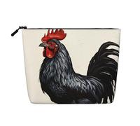 Gdshjklw Make-up-Tasche aus Leinen für Damen, wasserdicht, Reise-Kosmetik-Organizer, leichter Reißverschluss, Reise-Kulturbeutel, Organizer, schwarzer Hahn, Make-up-Pinsel, Aufbewahrungstasche