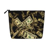 Gdshjklw Make-up-Tasche aus Leinen für Damen, wasserdicht, Reise-Kosmetik-Organizer, leichter Reißverschluss, Reise-Kulturbeutel, Organizer, Dollarzeichen, Geld, Make-up-Pinsel, Aufbewahrungstasche