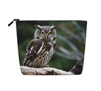 Gdshjklw Make-up-Tasche aus Leinen für Damen, wasserdicht, Reise-Kosmetik-Organizer, leichter Reißverschluss, Reise-Kulturbeutel, Organizer, Wildeule, Vögel, Make-up-Pinsel, Aufbewahrungstasche