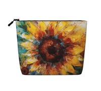 GDSHJKLW Make-up-Tasche aus Leinen für Damen, wasserdicht, Reise-Kosmetik-Organizer, leichter Reißverschluss, Reise-Kulturbeutel, Organizer, abstrakte Sonnenblume, mehrfarbig