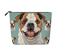 GDSHJKLW Make-up-Tasche aus Leinen für Damen, wasserdicht, Reise-Kosmetik-Organizer, leichter Reißverschluss, Reise-Kulturbeutel, Organizer, lustige englische Bulldogge, Make-up-Pinsel