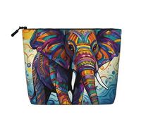Gdshjklw Make-up-Tasche aus Leinen für Damen, wasserdicht, Reise-Kosmetik-Organizer, leichter Reißverschluss, Reise-Kulturbeutel, Organizer, bunte Elefanten-Make-up-Pinsel-Aufbewahrungstasche