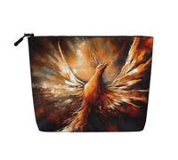 GDSHJKLW Make-up-Tasche aus Leinen für Damen, wasserdicht, Reise-Kosmetik-Organizer, leichter Reißverschluss, Reise-Kulturbeutel, Organizer, abstrakte Phoenix-Make-up-Pinsel-Aufbewahrungstasche