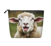 Gdshjklw Make-up-Tasche aus Leinen für Damen, wasserdicht, Reise-Kosmetik-Organizer, leichter Reißverschluss, Reise-Kulturbeutel, Organizer, lustige, freche Schafzunge, niedliche