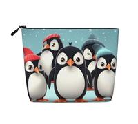 Gdshjklw Make-up-Tasche aus Leinen für Damen, wasserdicht, Reise-Kosmetik-Organizer, leichter Reißverschluss, Reise-Kulturbeutel, Organizer, niedliche Pinguine, Make-up-Pinsel, Aufbewahrungstasche