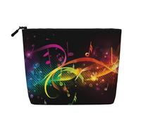 Gdshjklw Make-up-Tasche aus Leinen für Damen, wasserdicht, Reise-Kosmetik-Organizer, leichter Reißverschluss, Reise-Kulturbeutel, Organizer, bunte Musiknoten, Make-up-Pinsel, Aufbewahrungstasche