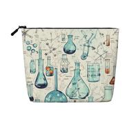 Gdshjklw Make-up-Tasche aus Leinen für Damen, wasserdicht, Reise-Kosmetik-Organizer, leichter Reißverschluss, Reise-Kulturbeutel, Organizer, Chemie-Druck, Make-up-Pinsel, Aufbewahrungstasche