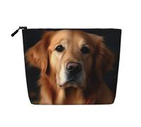 Gdshjklw Make-up-Tasche aus Leinen für Damen, wasserdicht, Reise-Kosmetik-Organizer, leichter Reißverschluss, Reise-Kulturbeutel, Organizer, Golden Retriever, Make-up-Pinsel, Aufbewahrungstasche