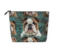 GDSHJKLW Make-up-Tasche aus Leinen für Damen, wasserdicht, Reise-Kosmetik-Organizer, leichter Reißverschluss, Reise-Kulturbeutel, Organizer, lustige englische Bulldogge, Make-up-Pinsel