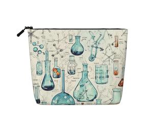Gdshjklw Make-up-Tasche aus Leinen für Damen, wasserdicht, Reise-Kosmetik-Organizer, leichter Reißverschluss, Reise-Kulturbeutel, Organizer, Chemie-Druck, Make-up-Pinsel, Aufbewahrungstasche