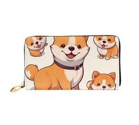 GDSHJKLW Niedliche Shiba Inu Hunde-Geldbörse, Leder, Reißverschluss, Clutch, wasserdicht, Kreditkartenetui mit Handyhalter, Damen-Reise-Münzgeldbörse