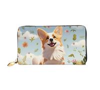 GDSHJKLW Schöne Corgi Damen-Geldbörse, Leder, Reißverschluss, wasserdicht, Kreditkartenetui mit Handyhalter, Reise-Münzgeldbörse