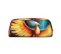 GDSHJKLW Schönes Phoenix-Federmäppchen aus Leder, großes Fassungsvermögen, Stifttasche, Reißverschluss, Make-up-Tasche für Damen und Herren, Reise-Kulturbeutel, wasserdichte Kosmetiktasche, weit