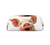 GDSHJKLW Smiling Leder-Federmäppchen, großes Fassungsvermögen, Make-up-Tasche mit Reißverschluss, für Damen und Herren, Reise-Kulturbeutel, wasserdicht, Kosmetiktasche, weit geöffnete Münztasche