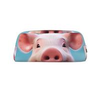 GDSHJKLW Smiling Leder-Federmäppchen, großes Fassungsvermögen, Make-up-Tasche mit Reißverschluss, für Damen und Herren, Reise-Kulturbeutel, wasserdicht, Kosmetiktasche, weit geöffnete Münztasche