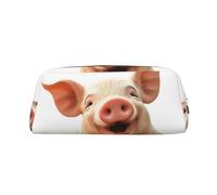 GDSHJKLW Smiling Leder-Federmäppchen, großes Fassungsvermögen, Make-up-Tasche mit Reißverschluss, für Damen und Herren, Reise-Kulturbeutel, wasserdicht, Kosmetiktasche, weit geöffnete Münztasche