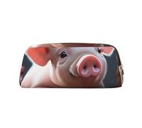 GDSHJKLW Smiling Leder-Federmäppchen, großes Fassungsvermögen, Make-up-Tasche mit Reißverschluss, für Damen und Herren, Reise-Kulturbeutel, wasserdicht, Kosmetiktasche, weit geöffnete Münztasche