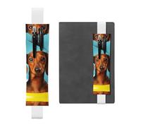 GDSHJKLW Stiftehalter mit Dackel-Motiv, elastisches Band, abnehmbar, PU-Leder, Stifteetui, Federmäppchen, Bürobedarf, Geschenk für Hardcover-Tagebücher, Notizbücher, Planer