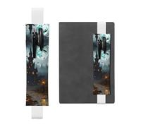 GDSHJKLW Stiftehalter mit elastischem Band, Motiv: Düsteres Schloss und Hexe, abnehmbares PU-Leder, Stifteetui, Tagebuch, Federmäppchen, Bürobedarf, Geschenk für Hardcover-Tagebücher, Notizbücher,