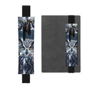 GDSHJKLW Stiftehalter mit Gummiband, grau-weiße Eule, abnehmbares PU-Leder, Stifteetui, Tagebuch, Federmäppchen, Bürobedarf, Geschenk für Hardcover-Tagebücher, Notizbücher, Planer