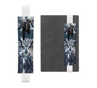 GDSHJKLW Stiftehalter mit Gummiband, grau-weiße Eule, abnehmbares PU-Leder, Stifteetui, Tagebuch, Federmäppchen, Bürobedarf, Geschenk für Hardcover-Tagebücher, Notizbücher, Planer