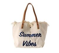 GDVONE Strandtasche Damen Groß,Leinentasche,Shopper Tasche,Sommer Top-Griff Schultertasche Strand Bad 40 * 12 * 32cm (Weiss)