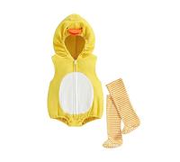 Geagodelia Baby Jungen Mädchen Ärmellos Hoodie mit Strümpfen Neugeborene Kleinkinder Weiche Kleidung Outfit Babykleidung Halloween Fasching Karneval (Gelb Küken, 3-6 Monate)