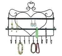 Gearmax Multifunktionale Wand Schmuckhalter Herz Form Wall Mount Ohrringe Halskette Armband Schmuck Metall Display Stand Rack Veranstalter (Schwarz)