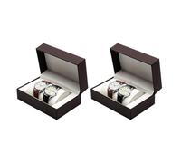 Geavonyg Uhrenvitrine Hochwertiges 2-teiliges Set Aus PU Leder Elegantes Design Für Die Präsentation Zu Hause Und Die Schmucksammlung Platzsparende Box Für Zuhause/Büro