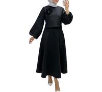 Gebetskleidung Damen Muslimische Kleider Langes Gebet Chiffon Offenes Kleid Abaya Dubai Türkei Islam Kaftan Ramadan Eid Mubarak Frauen Robe mit Hijab Einfarbig Outfit Naher Osten Arabisch Gebetskleid