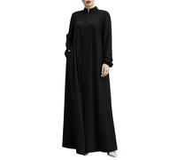 Gebetskleidung für Frauen mit Reißverschluss Muslimische Kleider Islam Abaya Muslim Damen Kleid Langarm Lockeres Freizeitkleid Maxikleid Islamische Türkische Ramadan Ganzkörper Lang Gebetskleid