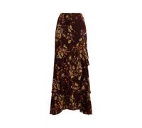 Geblümter Maxi-Stufenrock aus Samt 40 Multi