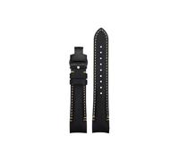 Gebogenes Ende 22mm 20mm Leder Uhrenarmband passend for Tudor Black Bay/Seiko/Casio/Armani/Hamilton(Black-Black Folding,20mm)