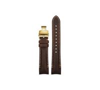 Gebogenes Ende 22mm 20mm Leder Uhrenarmband passend for Tudor Black Bay/Seiko/Casio/Armani/Hamilton(Brown-Gold Folding,20mm)