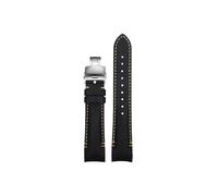 Gebogenes Ende 22mm 20mm Leder Uhrenarmband passend for Tudor Black Bay/Seiko/Casio/Armani/Hamilton(Black-Silver Folding,20mm)